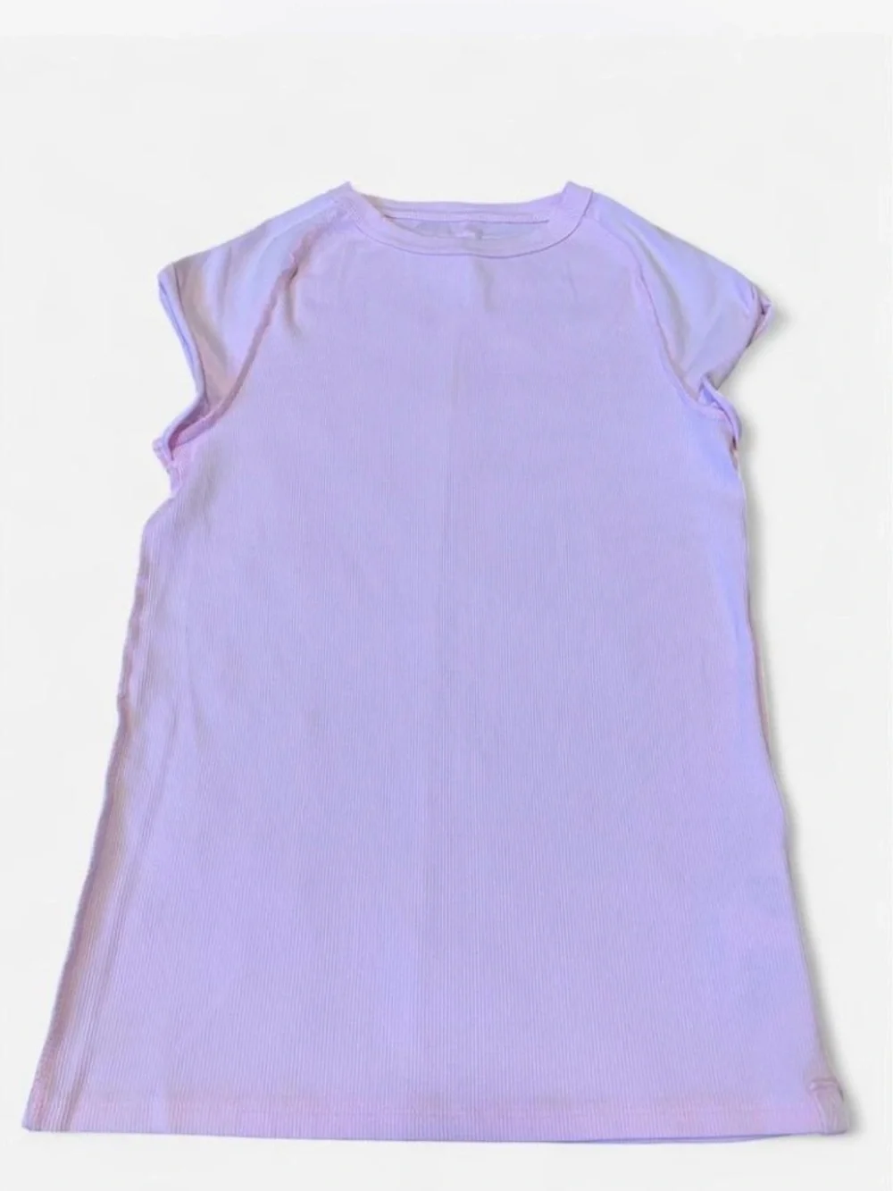 Free People We The Free Pink Ribbed Cap Sleeve Baby Tee Size M